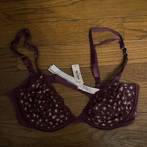 Victoria secret Deep Purple Lace Bra nwt 34c unlined